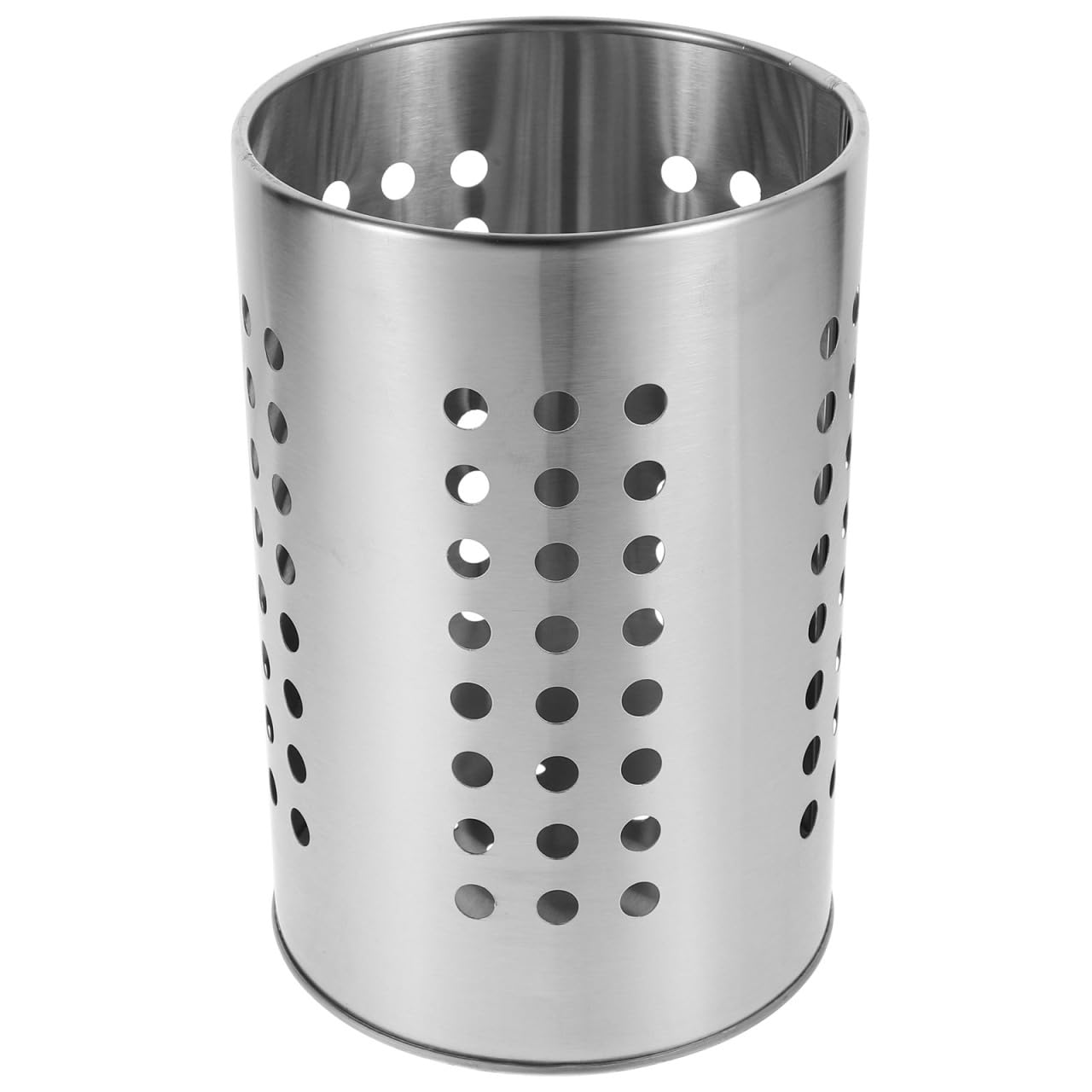 Porte-ustensiles de cuisine cylindrique en acier inoxydable perforé pour organiser les couverts