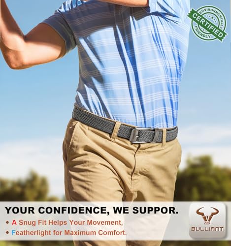 Image of BULLIANT Belt for Men 2Pack,Mens Gift Stretch Braided Web Belt Elastic for Casual Golf Jeans,1 3 /8 inch