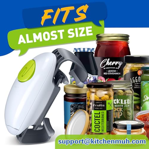 Higher Torque Electric Jar Opener for Seniors with Arthritis Fit Almost Jars Size, Strong Tough Automatic Jar Opener for Weak Hands, Hands Free Battery Operated Bottle Opener for Arthritic Hands White