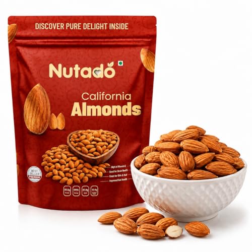 Image of NUTADO Premium California Almonds 500g | Whole Natural Badam Giri | High Protein, High Fibre & Vitamin E | Crunchy Healthy Dry Fruits | Daily Nutrition