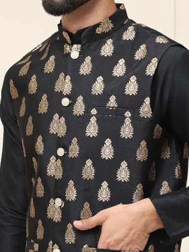 Image of SOJANYA (Since 1958 Men's Silk Blend Kurta Pyjama With Nehrujacket Set