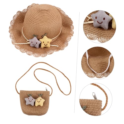 Toyvian Straw Sunhat with Shoulder Bag Summer Breathable Woven UV Protection Hat for Lightweight Floppy Bucket Style Beach Hat Khaki Accessories2