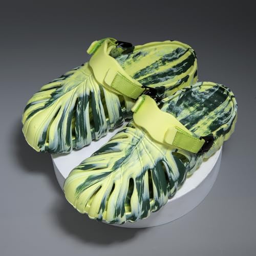 Image of Monstera Slippers, Variegated Monstera Shoes, Non-Slip Soft Lightweight Bathroom Slides Unisex