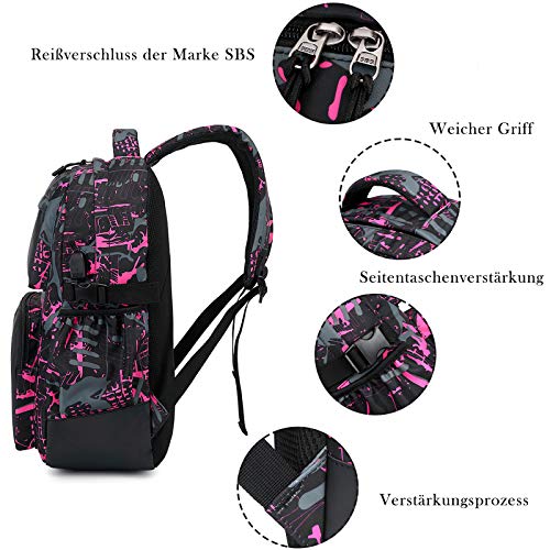 Asge Schulrucksack Mädchen Teenager Rucksack Maedchen Coole Schule Daypacks Kinder Reflektierender Schultasche Damen Outdoor Camping Groß Schulranzen Wasserdicht Ranzen Federmäppchen Set