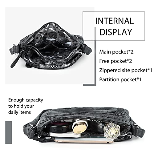 Image of Angelkiss Small Womens Crossbody Bag Leather Shoulder Purse for Women Hobo Bag with Adjustable Shoulder Strap