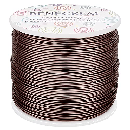 BENECREAT Fil en Aluminium de Calibre 18 (1mm) Artisanal de Fabrication de Bijoux anodisé de 492 Pieds (150 m) pour perlers Les Fils en Aluminium de Couleur Florale - Marron