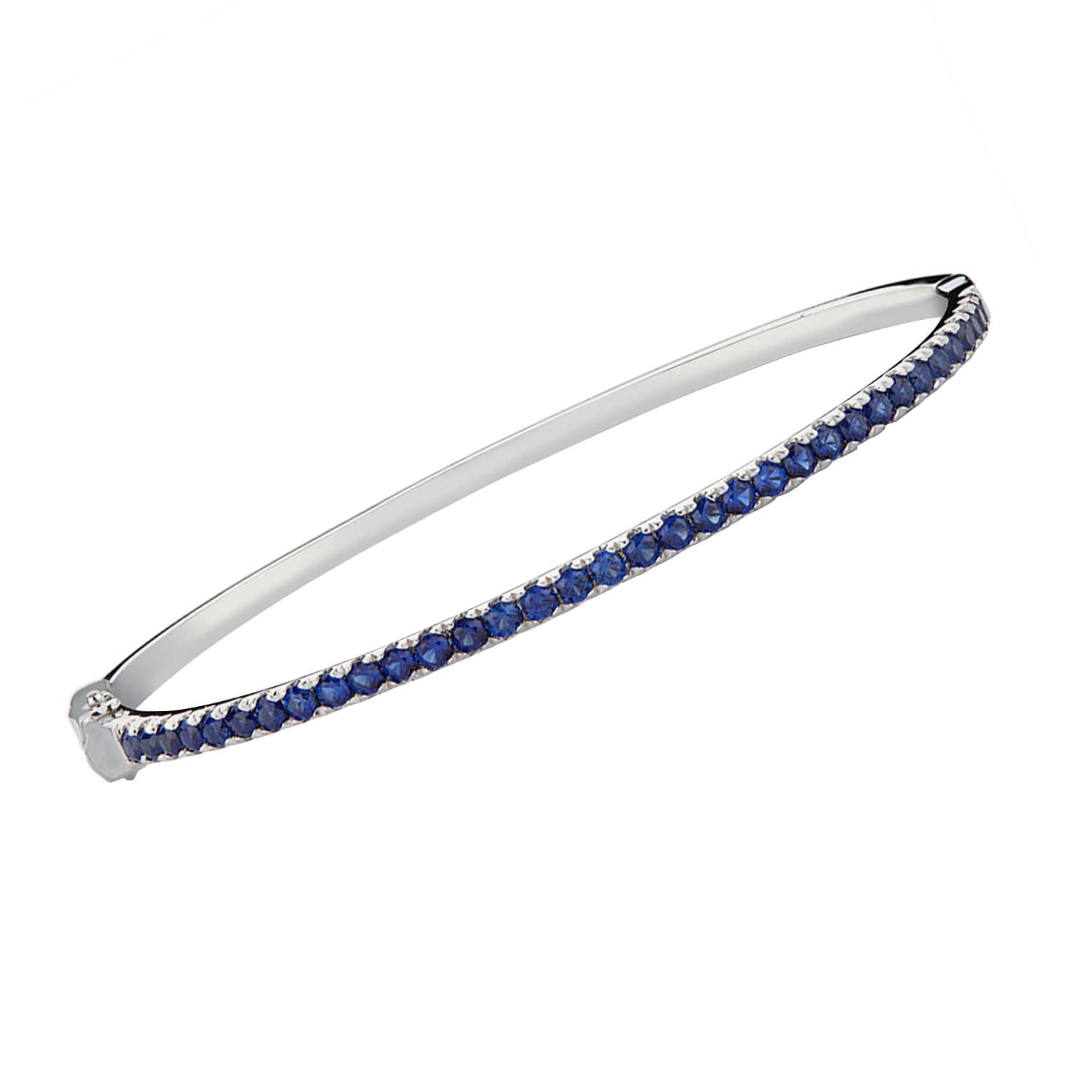 Stacking Sapphire Bangle Sterling Silver With Double Saftey Lock Clasp, Sterling Silver , Sapphire