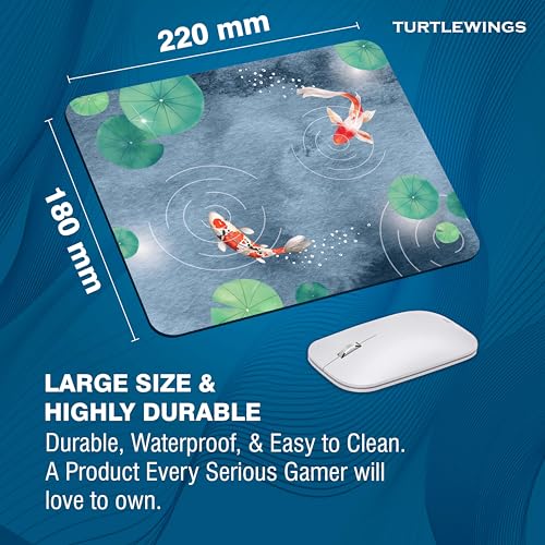 Image of TURTLEWINGS | Mousepad | Abstract Fish in Pond Mouse Pad - 22x18 cm, 3mm Thick | Abstract Design Non-Slip Rubber Base | Office, Study & Gaming Use | Premium Smooth Surface 11 24