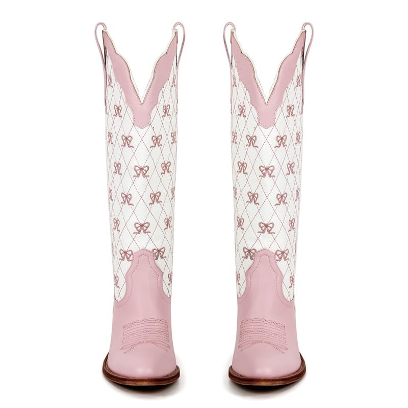 MissHeel Bow Boots for Women Knee High Cowgirl Boots2