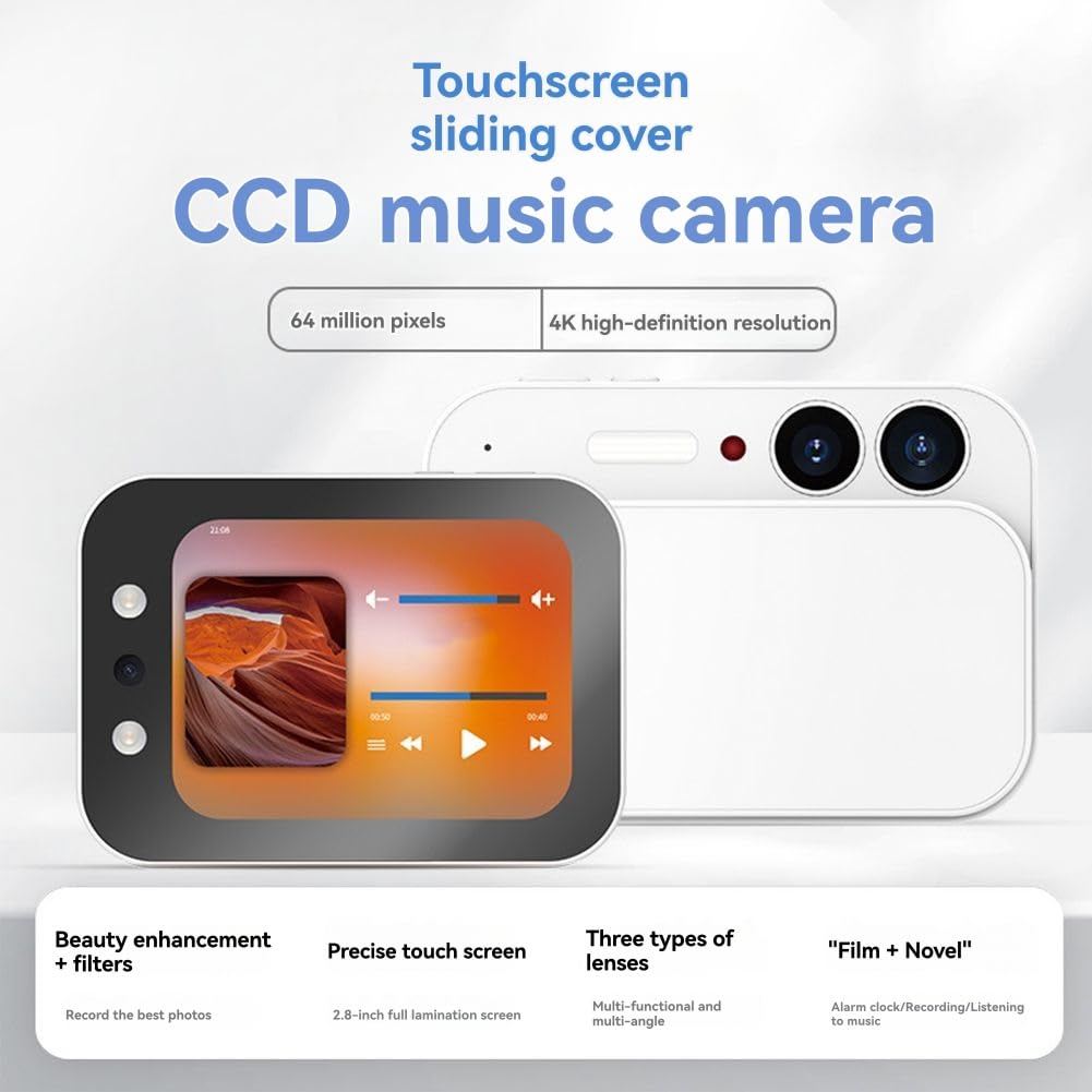 DC107 Slider Touch Screen 4K Camera Fotocamera Digitale Ad Alta Definizione CCD da 2,8 Pollici per Musica 64 MP con Filtro Bellezza