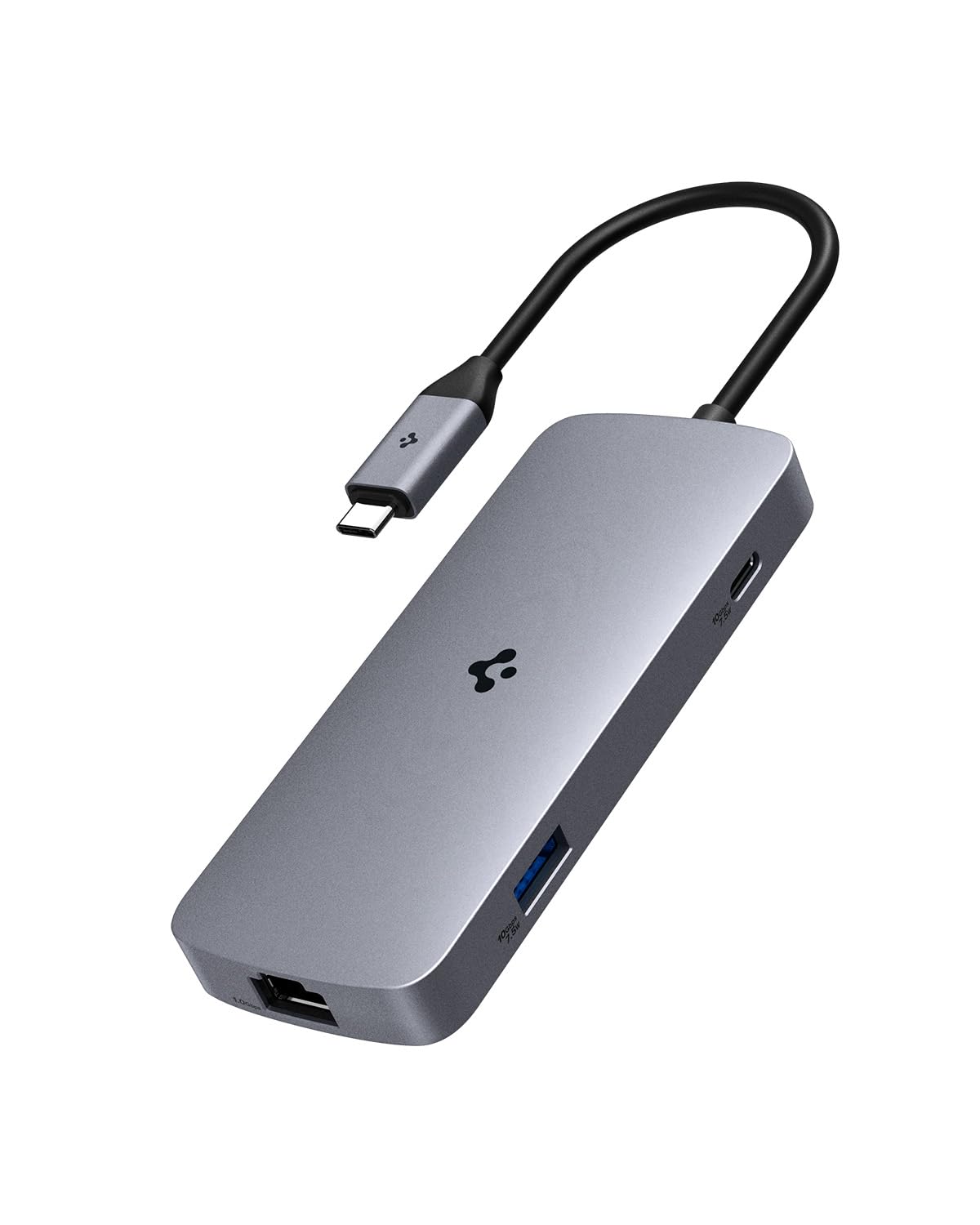 Spigen 6-in-1 Type-C Hub with Multi Port (1 x USB-C 100W, 1 x USB-C, 2 x USB-A (USB 3.1 Gen 2, Upto 10Gbps), 1 x HDMI(8K, 60Hz), 1 x Ethernet Port for Tablet, Laptop and MacBook etc.) - Dark Silver