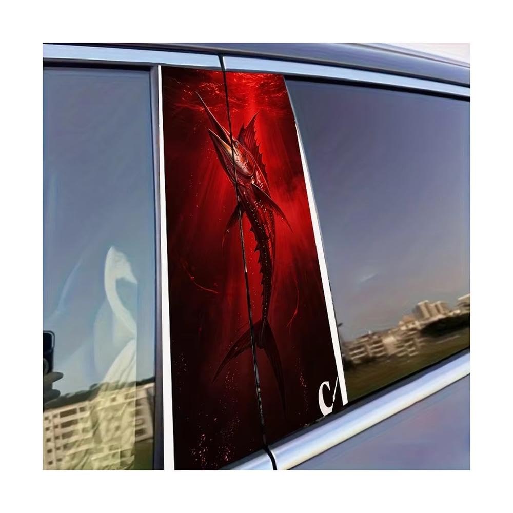 Decorative Items 2 PCS Car Center Column Decal Swordfish Glossy Material Protective Film