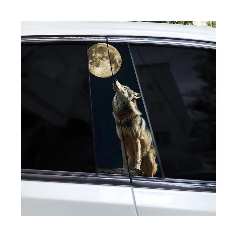 Body Parts 2pcs Wolf Full Moon Car Center Pillar Sticker(I)