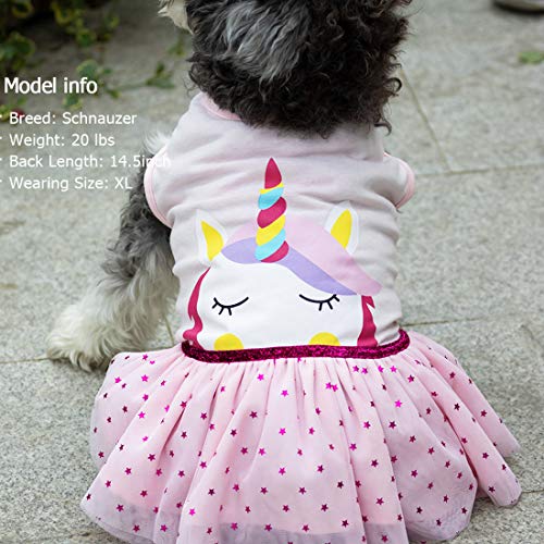 KYEESE Dog Dresses Unicorn Pink Dog Party Dress for Small Dog Sundress Dog Birthday Tutu Dress - Image 5