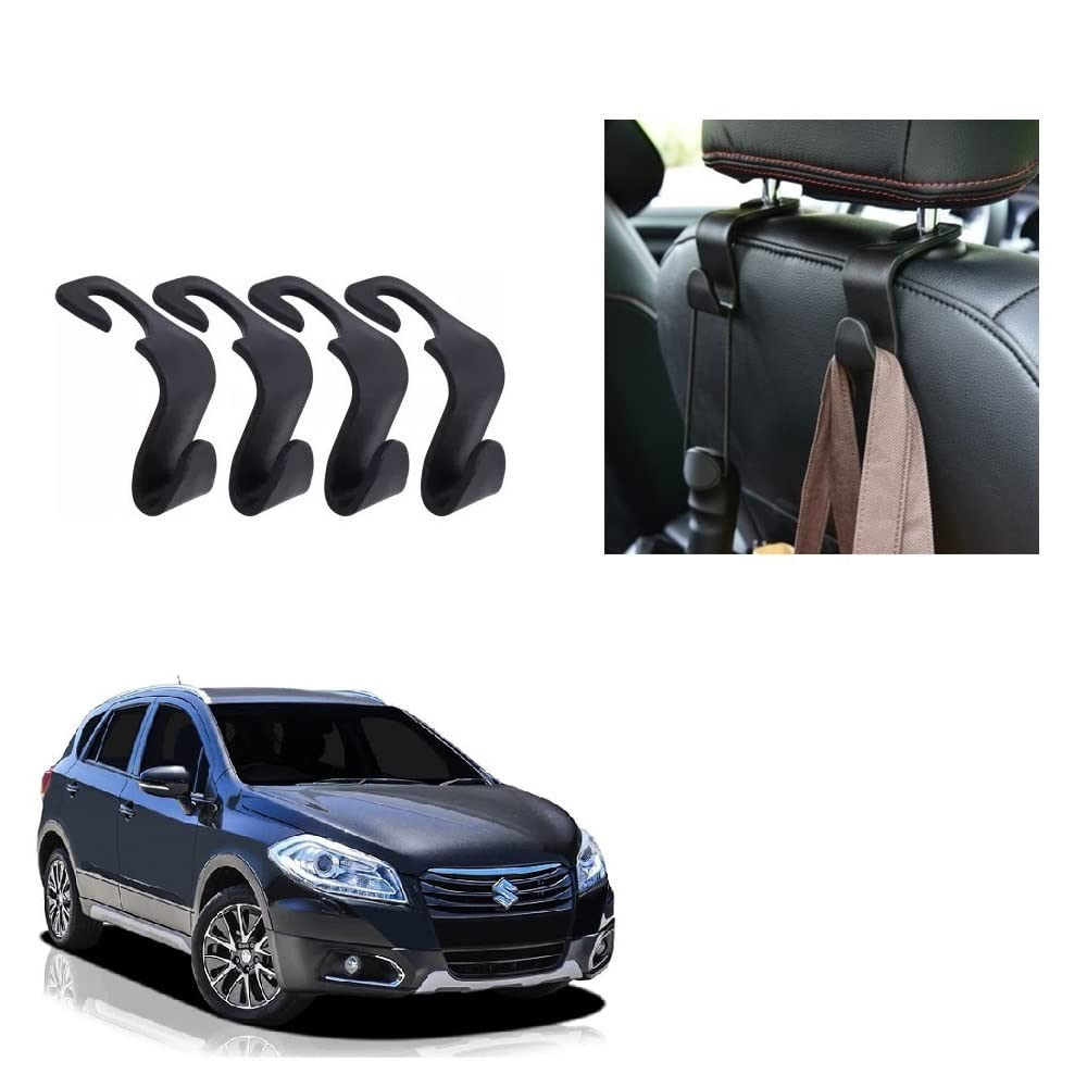 Useful Car Compact Size Headrest Back Side Hooks Hanging Hanger Organizer Black Color Elegant Universal Set of 4 pcs Suitable for Maruti Suzuki Nexa S-Cross Type-1-image-11