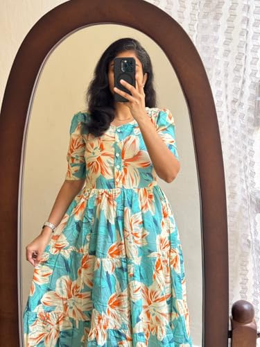 Image of Women's Rayon Printed Anarkali Kurta for Women and Girls, Regular Wear