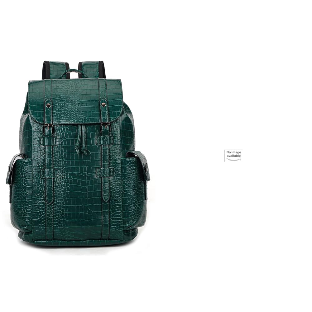 Vegan Leather Stylish 15.6 Inch Premium Laptop Backpack for Office & Travel (D.Green) + Faux Leather Cross Body Travel Office Business and College Messenger One Side Shoulder Bag-image-36