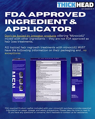 Thick Head Minoxidil Topical Solution Extra Strength Hair Regrowth Treatment For Men With Easy Spray Applicator, Clinically Proven, 30 Days #TOP2