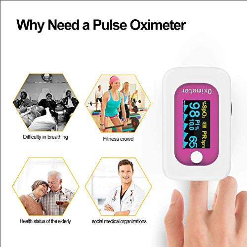 Dedo para monitor de oxígeno - PRCMISEMED Pro Sports y aviación Finger-Unit Spot Check Monitor de oxígeno para dedo con cordón. (Rosado)