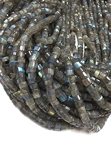 LKBEADS Labradorite faceted Heishi 4-5mm 13" Strand.