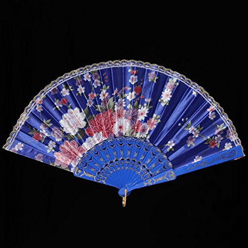 Babeyond US-FOLDINGFAN-CHINESEROSE 8Pcs Floral Folding Hand Fan Vintage Handheld Lace Folding Fan With Different Flower Patterns Fabric Folding Fan thumb #8