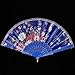 BABEYOND 8pcs Floral Folding Hand Fan Vintage Handheld Lace Folding Fan with Different Flower Patterns Fabric Folding Fan for Wedding Dancing Party (Color Random Selected with Chinese rose)