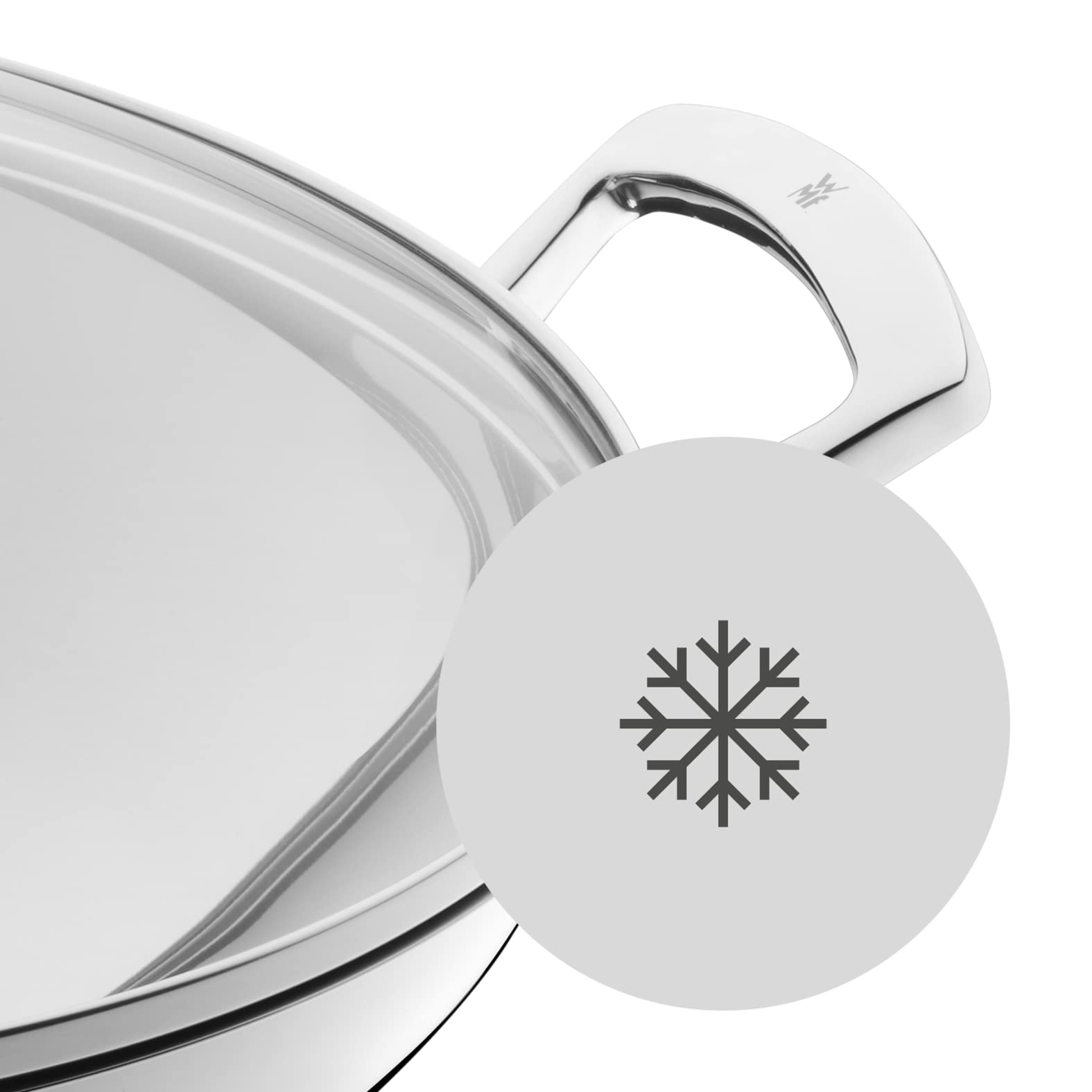 WMF – Set de Wok de 2 Piezas, Tapa de Cristal sin Recubrimiento, 36 cm de diámetro, Reborde Cromargan de Acero Inoxidable, Apto para inducción y para el lavavajillas