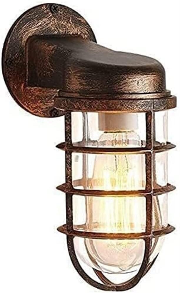 Wall Lamp Outdoor Sconce Waterproof Lantern Industrial Metal Cage Bulkhead Light Fixtures Exterior Porch Lights E27 Illumination,for Living Space