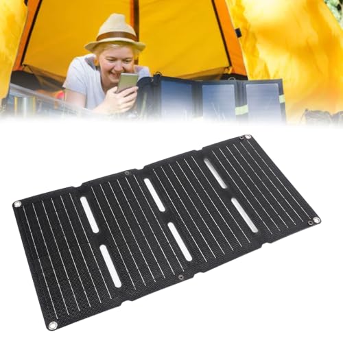 Cargador de Panel Solar de 80W, Potencia de Respaldo Solar Portátil Plegable con Salida USB Dual para Teléfonos, Tabletas - a Prueba de Agua para Acampar, Senderismo, Mochilero