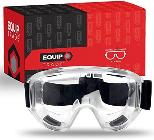 Equip Trade Professional Ultra Clear Safety Goggles | Safety Glasses Eye Protection Goggles | Protective Goggles for DIY, Chemistry, Lab, Welding, Science | Indirect Vents | Clear Viewing