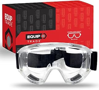 Equip Trade Professional Ultra Clear Safety Goggles | Safety Glasses Eye Protection Goggles | Protective Goggles for DIY, Chemistry, Lab, Welding, Science | Indirect Vents | Clear Viewing