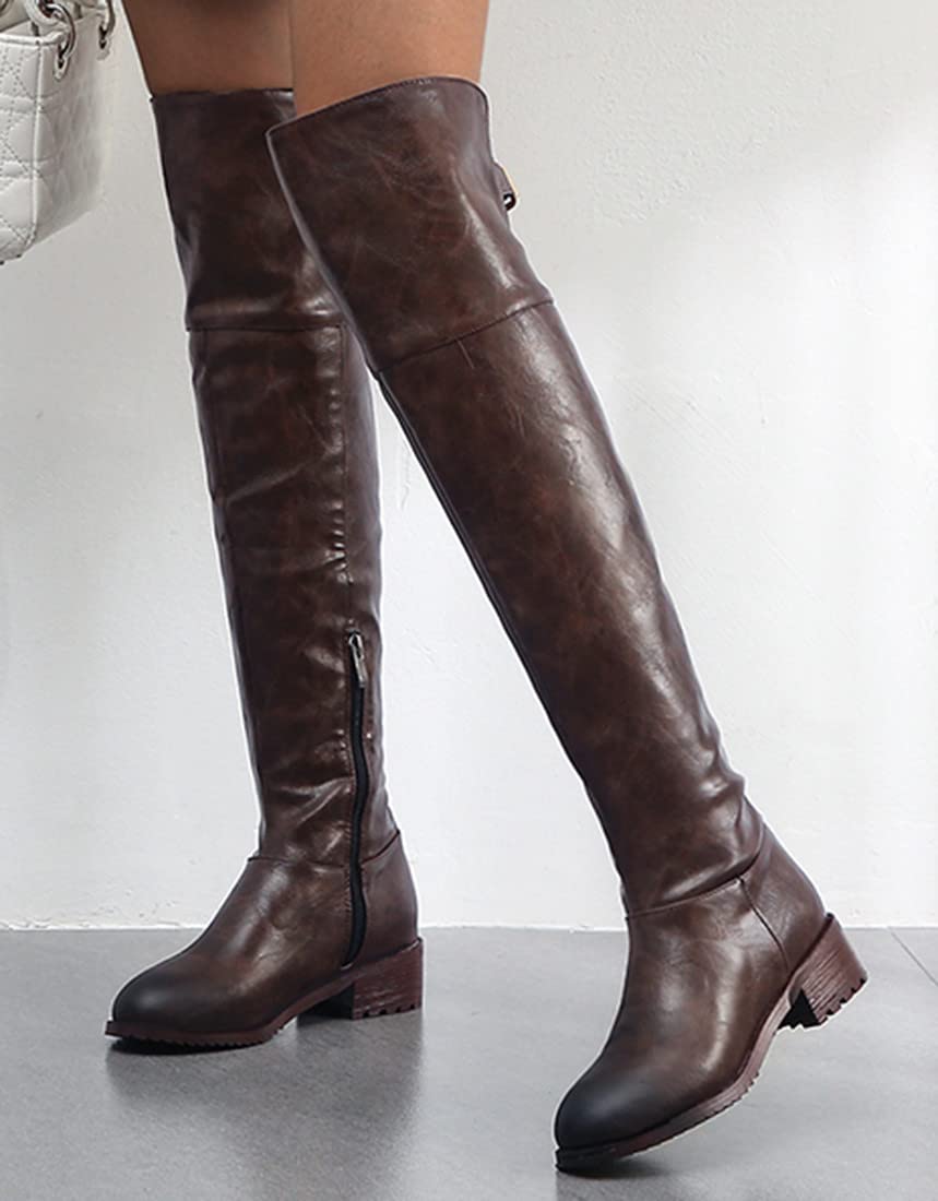 Pelle PU Alla moda Confortevole Carino Stivali sopra il ginocchio Per le donne Tacco a spillo Punta Scarpe da ragazza