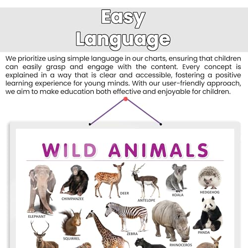 Image of GO WOO WILD ANIMALS CHART HARD LAMINATED | Jungle Explorers Animal Chart