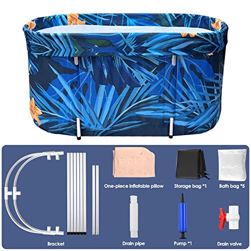 Aellersen Portable Bathtubs, Foldable Soaking Bathing Tub For Adults, Oval Bathtubs For Showers, With Thick Insulation Foam To Keep The Temperature (Blue) #TOP5