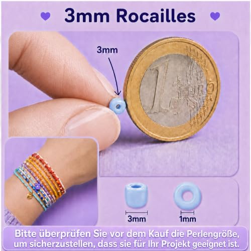 Image of Dazhqp 144 Colours Glass Beads, 3 mm, Pack of 45000 Beads for Bracelets
