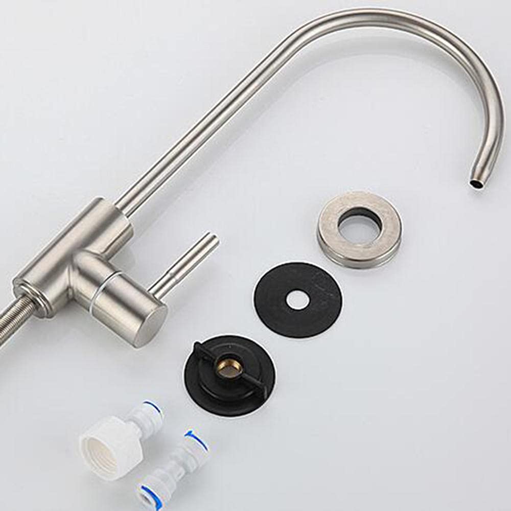Grifo con Filtro de Agua, Agua Potable Recta, Acero Inoxidable, Cepillado, con un Solo Orificio, Solo Agua fría, Grifo de Cocina