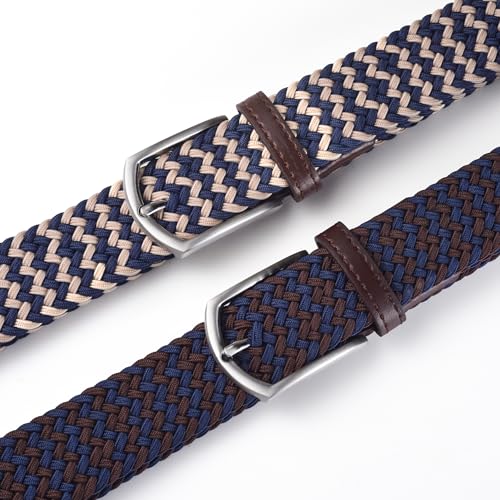 Image of 2pcs Men's Stretch Woven 1.3 inch Wide Elastic Braided Belts
