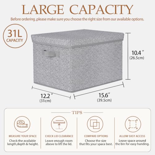 Image of WUIKE Storage Boxes with Lids, Ash Gray, Extra Large, 3-Pack