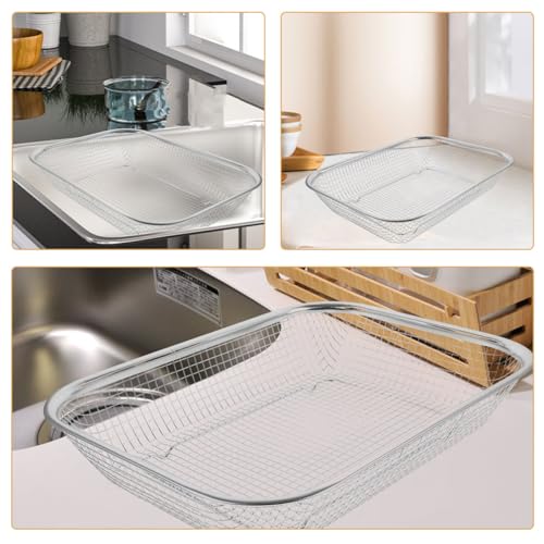Cesta Rectangular Malla Fina 30X22 CM para Limpieza de Alimentos en Cocina 4