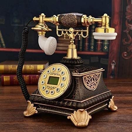 Teléfono fijo clásico europeo retro teléfono vintage teléfono fijo hotel teléfono fijo retro configuración teléfono europeo teléfono retro teléfono fijo hogar negro dorado A (B)