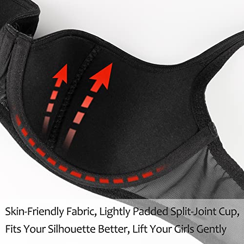 HACI Women's Sexy Balconette Bra Demi Half Cup Scoop Neck Push Up Lightly Padded Shelf Underwire Low Cut2