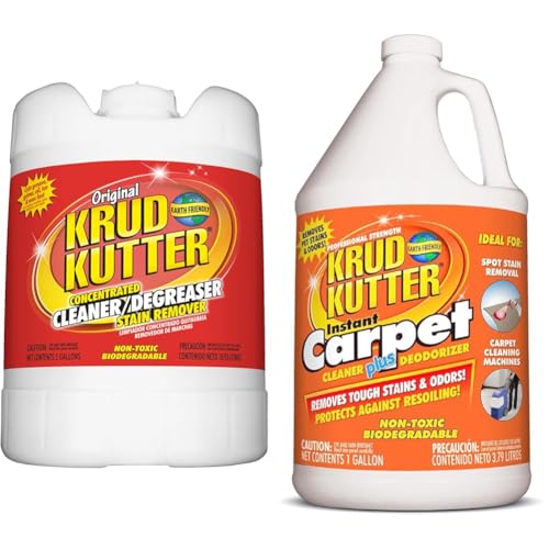 Krud Kutter Orginal Concentrated Cleaner 5 Gallon, 640 Fl Oz (Pack of 1) CR012 Carpet Cleaner/Stain Remover, 1-Gallon