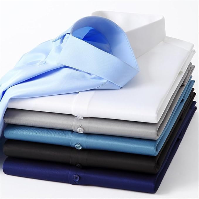 Men's Dress Shirts Long Sleeve Stretch Wrinkle Free Button Up Party Prom Shirt Slim Fit Wedding Formal Work Shirt3