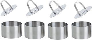 Worsendy pierścienie deserowe ze stali nierdzewnej, zestaw pierścieni deserowych i pierścieni deserowych, ciasto pleśń, stal nierdzewna, gotowanie, 4 pierścienie i 4 wyciskarki do żywności