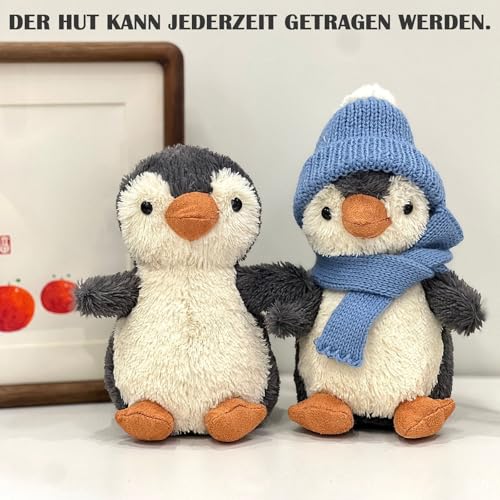 JcvPot Kuscheltier Pinguin 3er Set, 16 cm Weiches Stofftier mit Mütze und Schal, Ideal für Kinder und Erwachsene, Niedliches Geschenk für Geburtstage und Weihnachten
