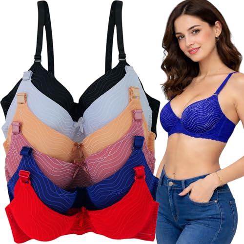 Image of ToBeInStyle Women's Pack of 6 Classic Style Underwire Supportive Padded Bras