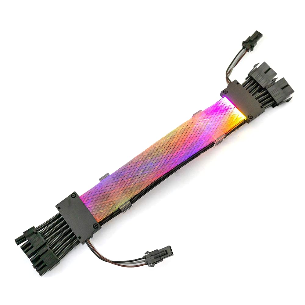 RGB Cable Extension PC Sync Dual 6+2pin Male to Female Strimer RGB PSU Cable PCI-E GPU Extension Cable with Combs ARGB 5V3pin Lighting Cable Aura Glowing