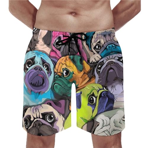 Shorts de bain homme bouledogue coloré maillot séchage rapide