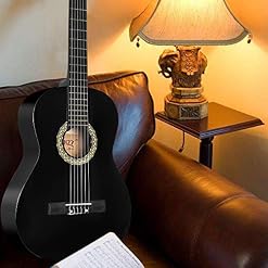 Winzz Guitare Classique Adulte Débutant avec 7 Accessoires – Pack Guitare 4/4 Cordes en Nylon – Noir Brillant 39 Pouces - Les Beatles, Paul McCartney, John Lennon, RIngo Starr, George Harrison Winzz Guitare Classique Adulte Débutant avec 7 Accessoires – Pack Guitare 4/4 Cordes en Nylon - Noir Brillant 39 Pouces – Image 3