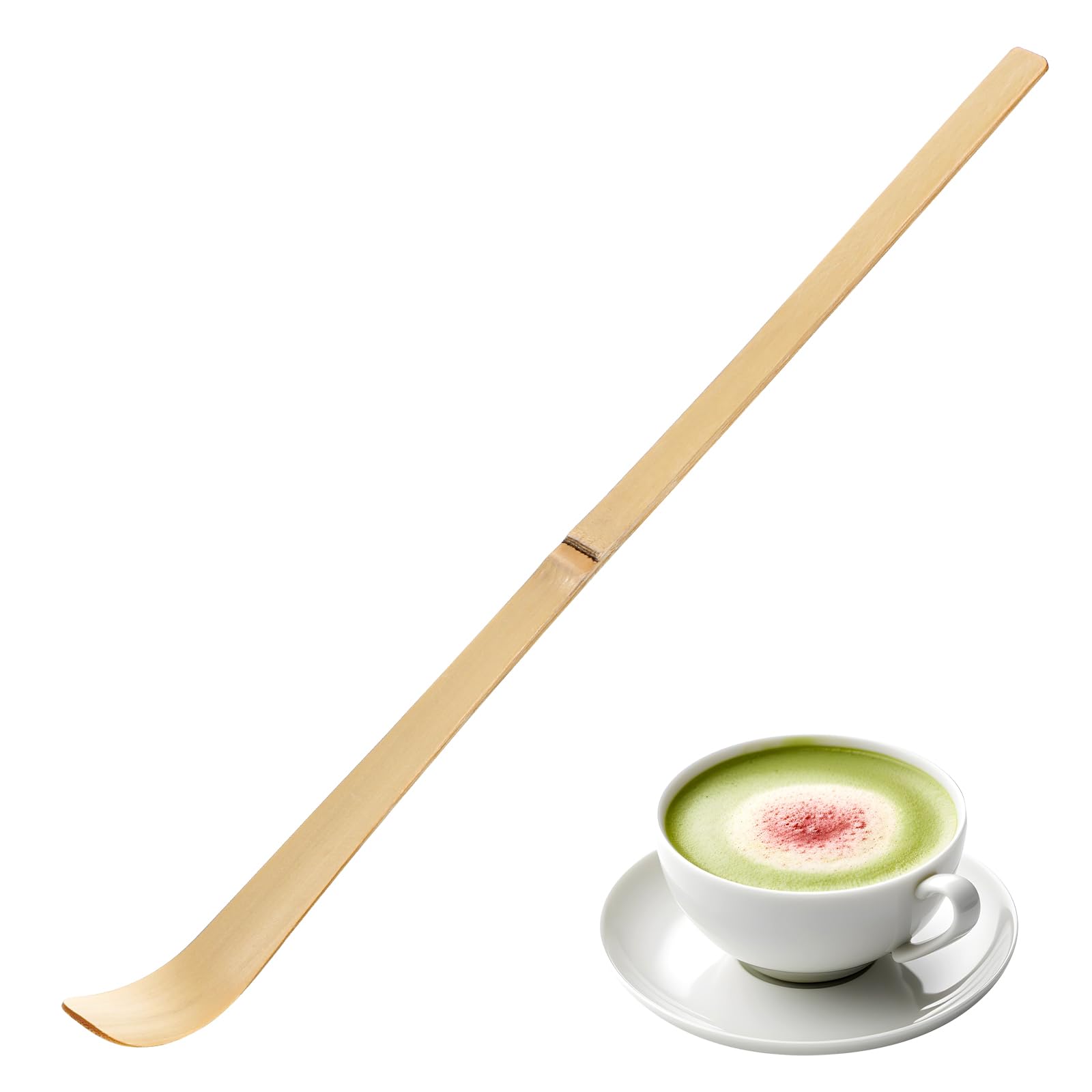 Matcha Scoop Bamboo, 19cm/7.4in Japanese Chashaku Hooked Green Tea Scoops Natural Bamboo Tea Ceremony Accessories for Coffee, Tea and Espresso